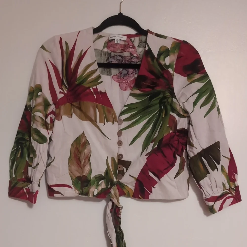 Tropical Print Button-Up Blouse - Picture 8 of 10
